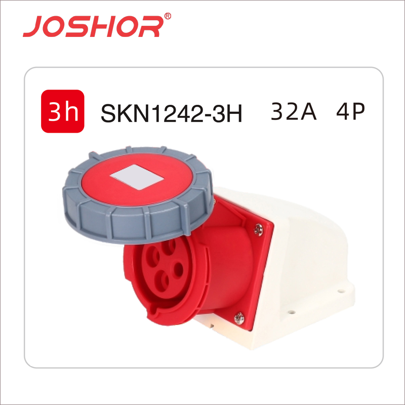 JOSHOR索开冷藏箱用明装固定插座SKN1242-3H 4孔32A 440V IP67