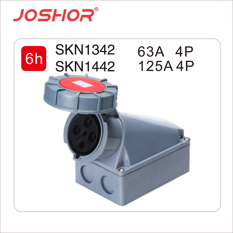 4孔63A明装工业插座SKN1342 4孔125A固定式工业插座SKN1442 3P+E 380V