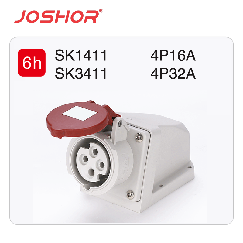 4孔16A明装工业插座SK1411 4孔32A壁挂式插座SK3411 380V 3P+E IP44