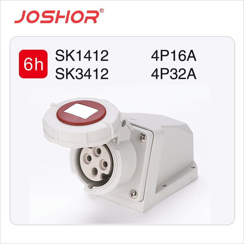 4孔16A工业明装插座SK1412 4孔32A壁挂式工业插座SK3412 380V 3P+E