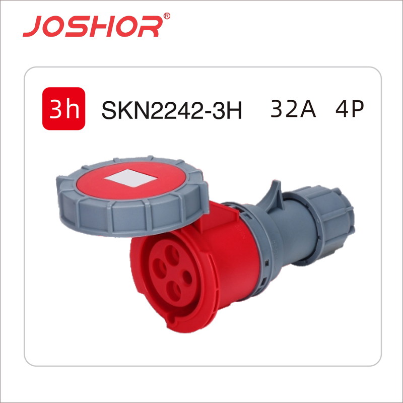 JOSHOR冷藏箱连接器母插头SKN2242-3h 4P32A 3H 440V IP67