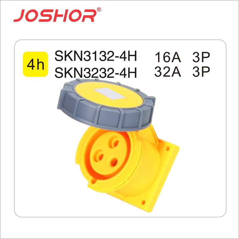 3孔16A工业插座SKN3132-4 3孔32A暗装插座SKN3232-4 110V 2P+E JOSHOR