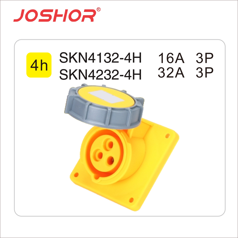 3孔16A工业插座SKN4132-4h 3孔32A面板插座SKN4232-4h 110V 2P+E