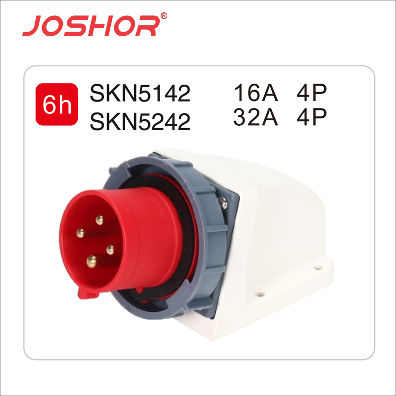 4芯16A器具插头SKN5142 4芯32A暗装插头SKN5242 JOSHOR索开