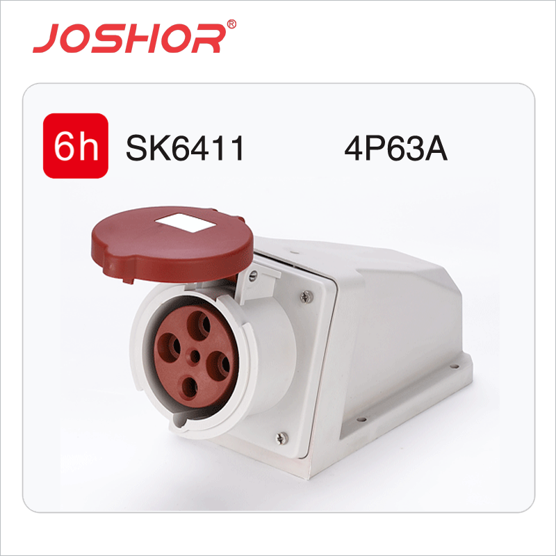 4孔63A工业插座SK6411 明装固定式插座 壁挂式工业插座 380V 3P+E