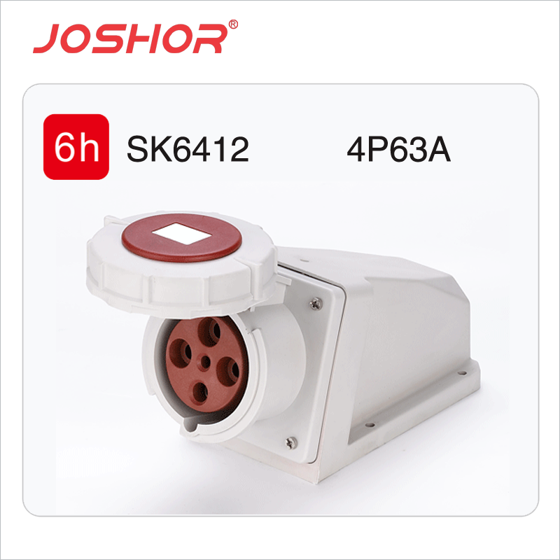 4P63A工业插座 SK6412明装固定式插座 壁挂工业插座 380V 3P+E