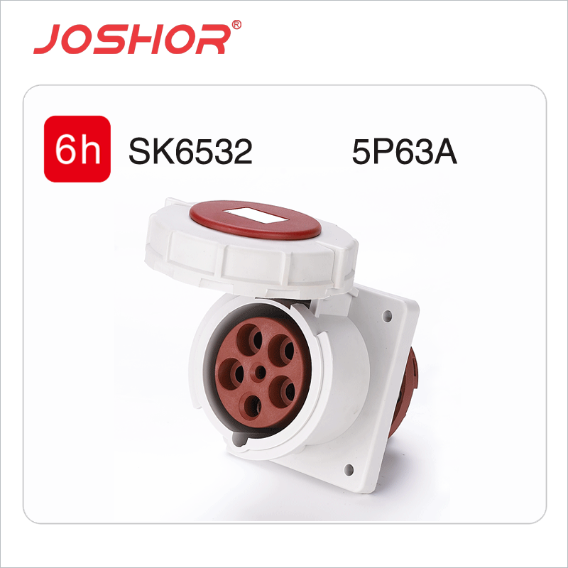 5孔63A工业插座SK6532 电源插座箱工业插座 3P+N+E 380V JOSHOR