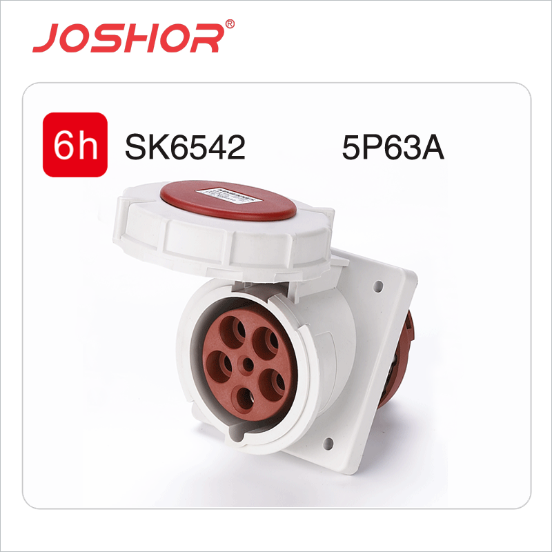 5孔63A暗装工业插座SK6542 检修箱用工业业座 3P+N+E 380V